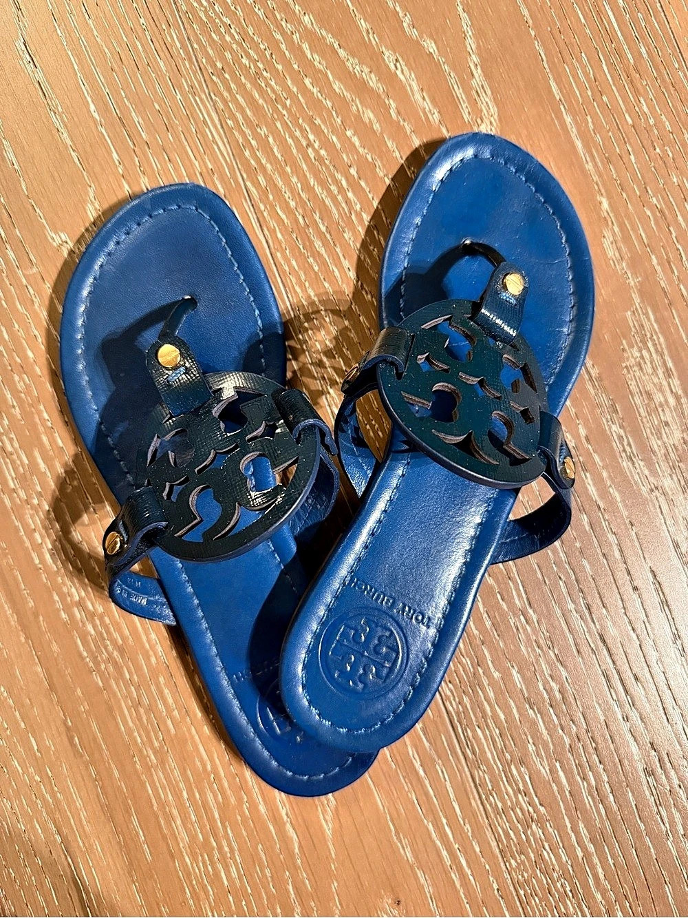 Tory Burch Miller Patent Sandal Logo Sandals in Blue